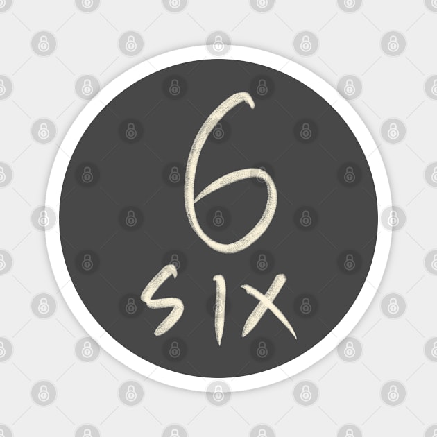 Hand Drawn Letter Number 6 Six Magnet by Saestu Mbathi